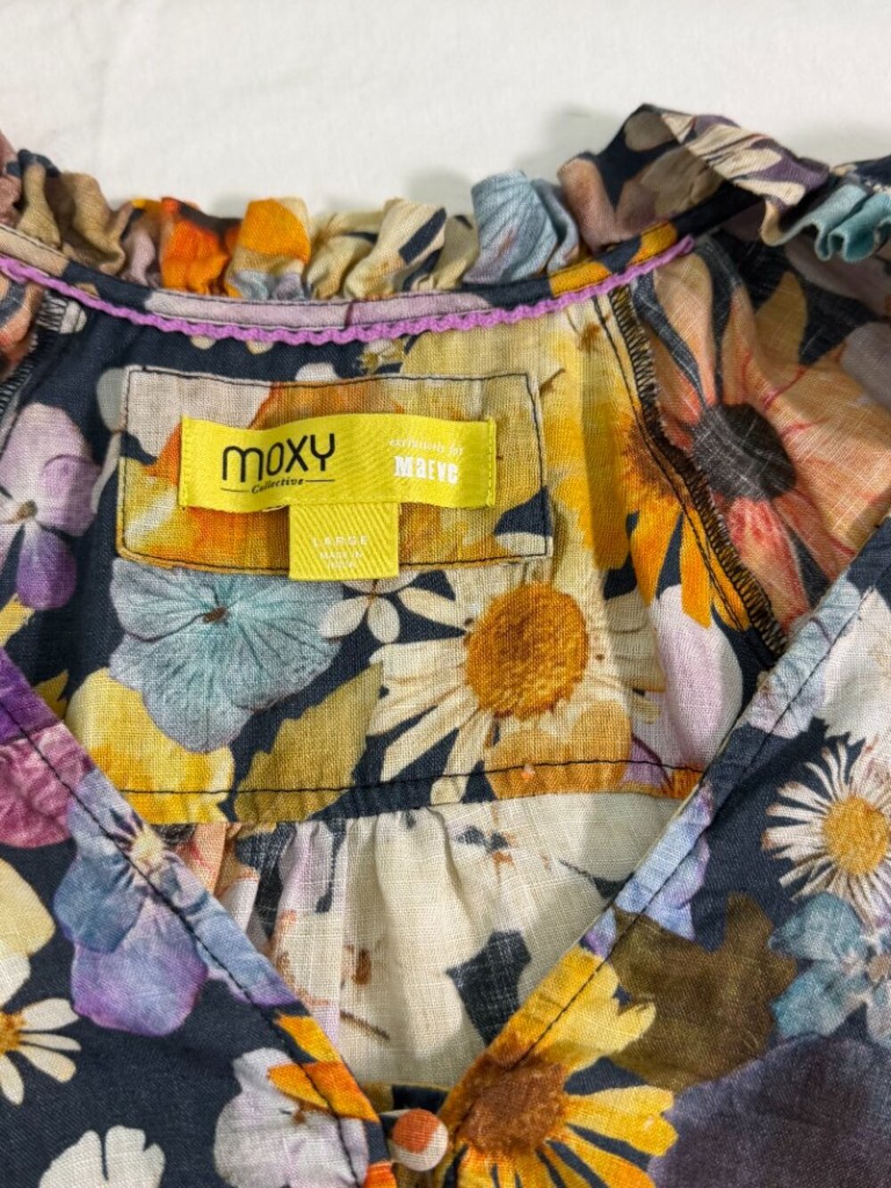 Anthropologie Moxy Collective Maeve Floral Boho Blouse Large Cottagecore - Picture 3 of 8
